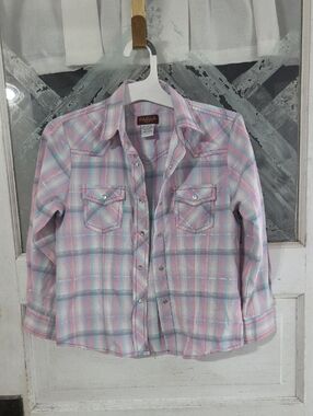 Miss Me Girls Pink Plaid Button-Down Shirt